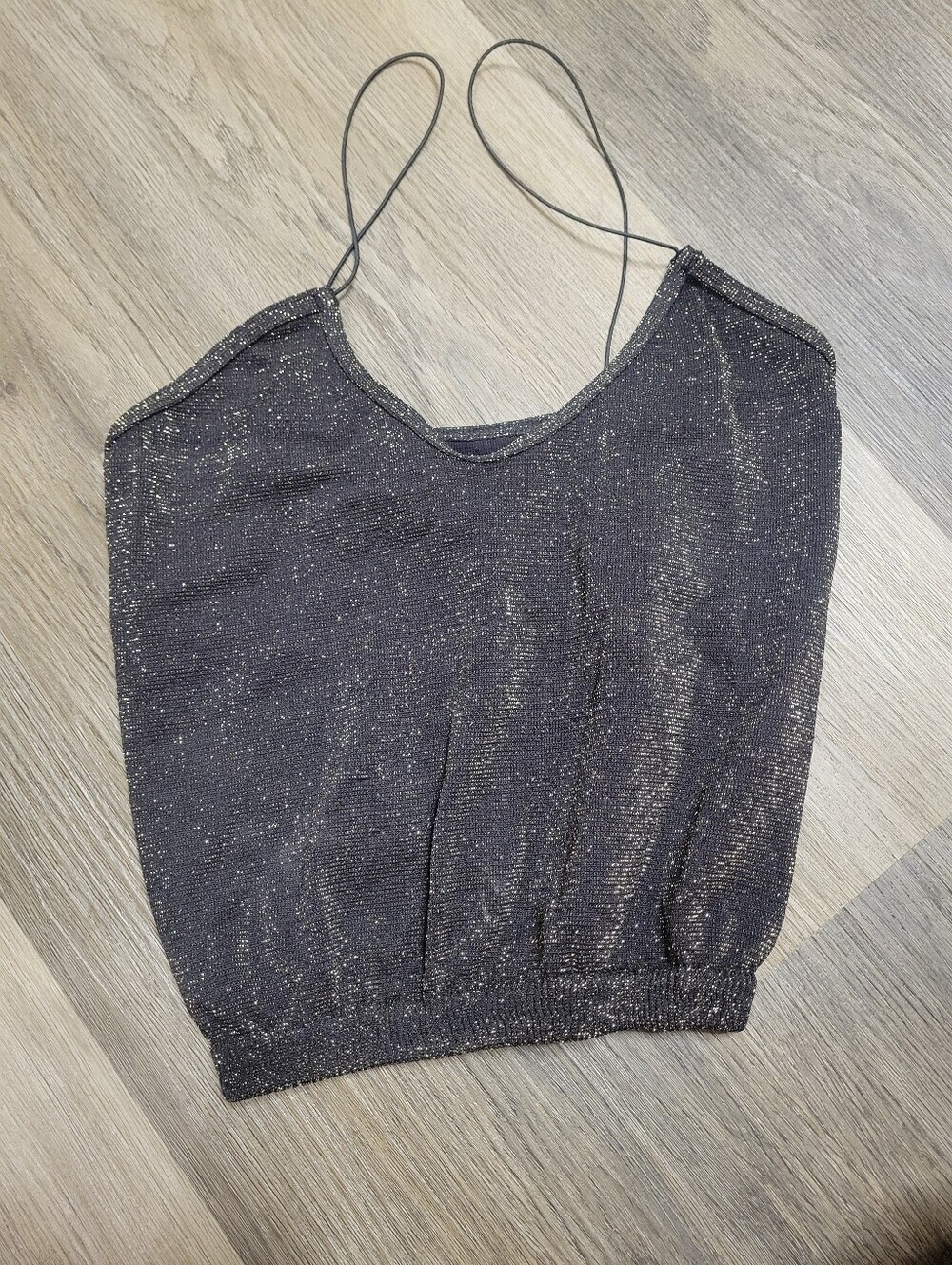 Free People Black Metallic Glitter Camisole